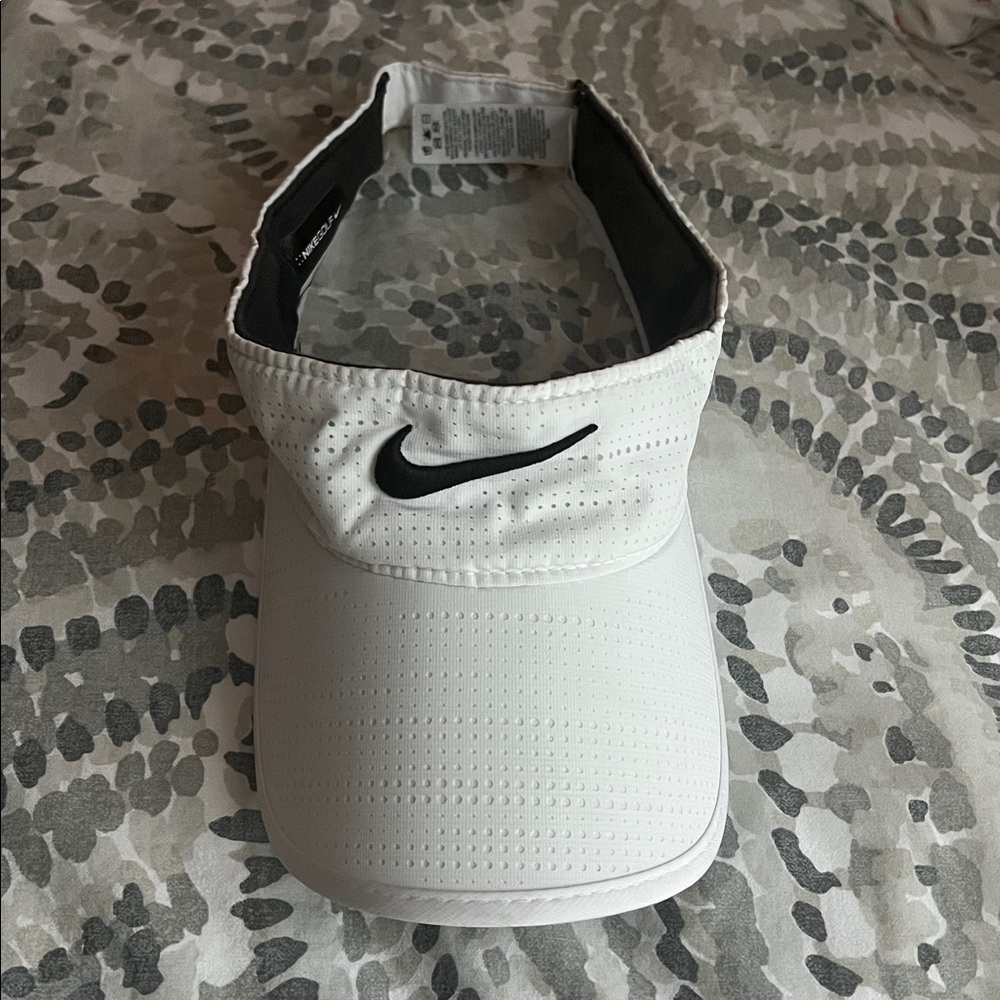 Nike White Visor with Black Swoosh